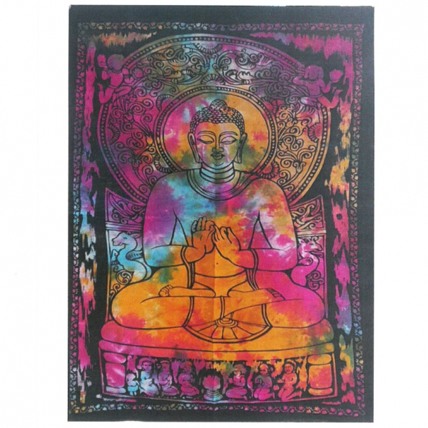 Indisches Baumwoll-Wandtuch Friedlicher Buddha